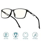 8 Upgrade 2020 Blue Light Blocking Glasses for Men Women, 45% Anti-bluelight UV Computer Screen Blocker for Reading/Gaming/Phones, Spring Leg Glare Glasses for Unisex Anti Eyestrain No Magnification