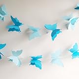 YCT 3D butterfly decorative garland -110 inch long, a set of 2. (Blue)