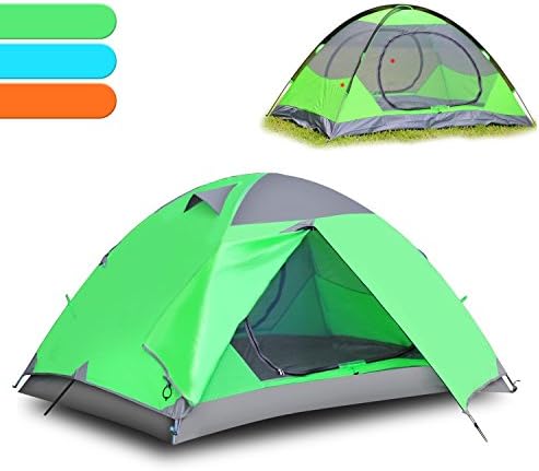 ANGIX Double Layer 2 Person Camping Tent Waterproof Backpacking Tents for 4 Seasons Hiking Hunting with Lightweight Carry Bag (Green)