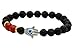 JY Jewelry Antique Silver Hamsa Blue Evil Eye Lava Stone Bracelet