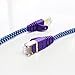 Tera Grand - 6FT - CAT7 10 Gigabit Ethernet Ultra Flat Patch Cable for Modem Router LAN Network - Braided Jacket, Gold Plated Shielded RJ45 Connectors, Faster Than CAT6a CAT6 CAT5e, Purple & Blue