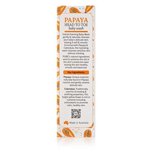 P'URE PAPAYACARE Papaya Head to Toe Baby Wash, Chamomile, 5.07 Fluid