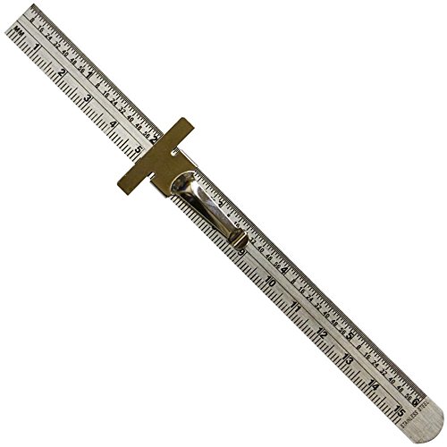 Pocket Clip Ruler 6 Inch -15 Centimeter Ruler - Inch and Metric Divisions with T-Square ...
