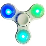 Fidget Hand Spinner With LED LIGHT with 7 colors Brand New Tri Spinner Prime Toy With Color Changing Shining Premium Anxiety Toy Helps Focus For Kids And Adults Stress Reducer (New white)