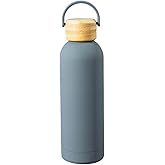 Laliguras Insulated Stainless Steel Thermos Flask 17oz / 25oz Leakproof Reusable Water Bottle with Bamboo Lid, BPA-Free Hot & Cold Drink Container for Travel, Gym, Office, Sports (Slate, 25 Ounces)
