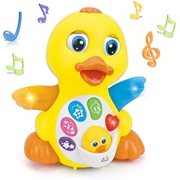 Woby Musical Flapping Yellow Duck Action Educational Learning And Walking Toy For 1 Year Old Baby Toddler Girl Boy