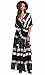 Milumia Women's Boho Split Tie Waist Vintage Print Maxi Dress Navy Large