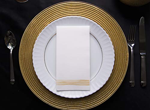 Moyes Home Line Collection Air Laid Guest Towel,Perfect Size(16x8 inches,Pack of 100) Linen-Feel,Disposable Like Soft & Comfortable Perfect Dinner Napkins for Kitchen,Bathroom,Weddings or Event (GOLD)