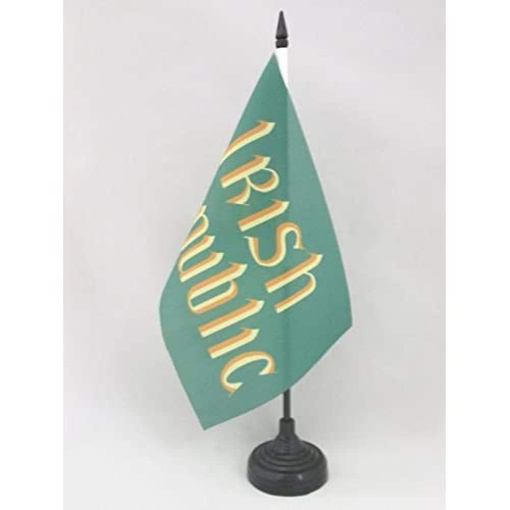 AZ FLAG Easter Rising Irish Republic Table Flag 5'' x 8'' - Republic of Ireland Office Decoration 100% Polyester 21 x 14 cm - Mini Desk Flag with Pole and Black Plastic Base