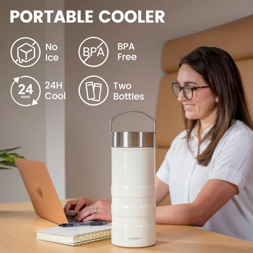 KEKHEALTH 22oz Breast Milk Cooler for Work and Travel, 24 Hours All-Day Cooling, Large Capacity Portable Breastmilk Chiller with 2pcs Breastmilk Storage Bottle, Baby Feeding Essentials