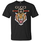 Gucci Vintage Shirt Tiger for Men Women (Unisex T-Shirt;Black;XL)