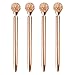MengRan Rose Gold Pen with Big Ball Diamond/Crystal/Jewel/Gem-Wedding Pen-Cute Bling Fancy Metal Ballpoint Pens Rose Gold Office/School/Desk Supplies for Women -Black Ink (Pack of 4)