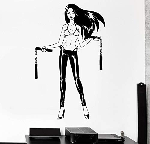 Wall Sticker,Fitness Beauty Holding Nunchaku Removable Personality Fashion Creative Wall Stickers, Living Room Sofa Bedroom Children'S Room Wall