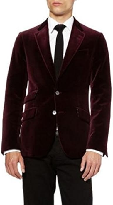 Zainabexports Men's Burgundy Velvet Jacket 2 Button Slim Fit Dinner Party Wear (2XL) at Amazon 
