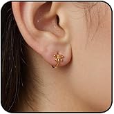 Silver Tiny Bow Earrings for Women Gold Small Bow Stud Earrings Cute Bowknot Ribbon Earring Hypoallergenic Christmas Dainty Jewelry Gift Accessories