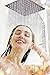 12 Inch Shower Head, Qunlife Rain Shower Head 360 Degree Adjustable High Pressure Shower Head, Ultra Thin Rainfall Showerhead with Self-Cleaning Silicone Nozzle for Bathroom & Hotel (12 inch Square)