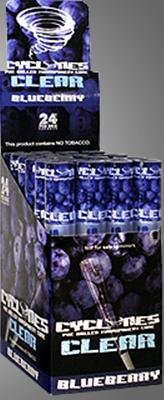 1 Box / 24 x pre rolled transparent cone - CYCLONES CLEAR - BLUEBERRY