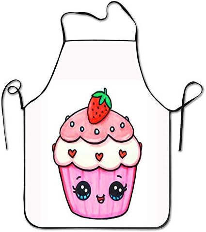 Custom Personalized Aprons Pink Cupcake Awesome Apron with Long Strap Commercial Men & Women Bib Apron for Cooking Baking Crafting Gardening BBQ