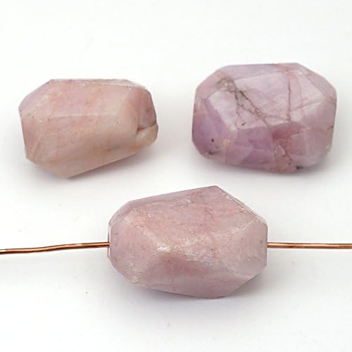 3 Pcs Light Pink Kunzite Faceted Nugget Beads Avg Size 20mm