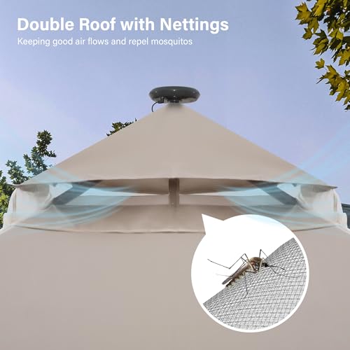 LAUSAINT HOME 10x10 Solar LED Gazebo with Mosquito Netting and Privacy Screens image 25