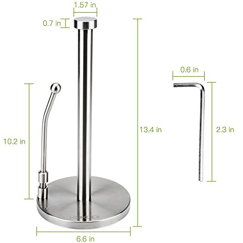 KKPOT Kitchen Standing Paper Towels Holder,Stainless Steel Countertop Rack for Tissue and Napkin in Roll - Thumbnail 2