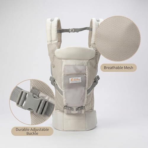 Baby Carrier for Newborn to Toddler,Infant Carrier 4-in-1 Adjustable Baby Wrap with Lumbar Support, Baby Chest Carrier All-Day Comfort, 7–66 lbs ，Natural Cotton 3 Layer Baby Muslin Square Wipes