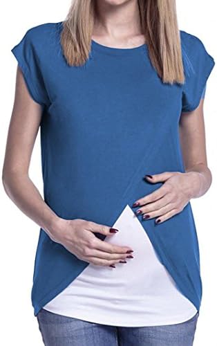 Kolylong Women's Maternity Nursing Wrap Top Short Sleeves Breastfeeding Double Layer Blouse T Shirt
