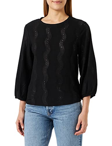 KAFFE T-Shirt da Donna 3/4 Manica Sciolta Fit Katio Camicia, Nero Deep, XS