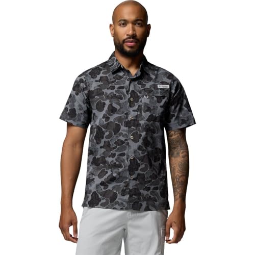 Columbia Mens PFG Wild Cast Camp Shirt Shark Deltawoods Large at Amazon