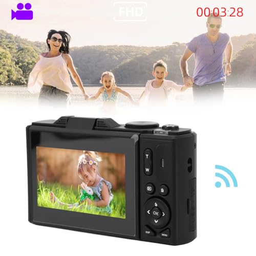 4K Digital Camera, 64MP FHD Point and Shoot Camera with 3" Screen, 18X Zoom, Autofocus Portable Compact Camera for Kids and Teens (Black)