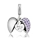 ShinyJewelry I Love You Heart Charm Dangle Synthetic Purple Crystal Bead for European Bracelet Necklace