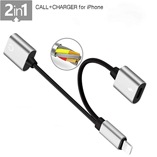 Headphone Jack Splitter Adapter AUX Audio & Charger Cable Compatible for iPhone 7 8 X Dongle Accessory Connector Compatible iOS 10.3 Higher,Compatible iPhone Adapter for iPhone Headset