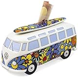 BRISA VW Collection VW T1 Bus Money Bank with Surf Board (1:18) - Flower Power