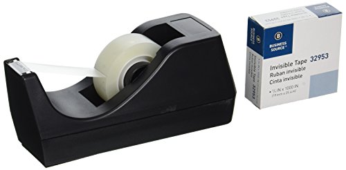 Business Source Value Pack Invisible Tape with Black Tape Dispenser, Pack of 12 (32948)