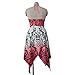 TINYHI Women's Top Pretty Handkerchief Halter Beach Dress Summer Printed Summer, Red, Medium