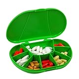 GMS Large Travel Size 8 Compartment Pill Box Holds up to 150 Pills (Actual Size: 6.0"w X 4.0"d X 1.2"h) made in USA (LIME GREEN)