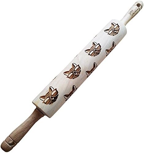Cat Rolling Pin - Engraved Wood Rolling Pin With Cool Cat Design
