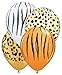 Safari Jungle Zoo Animals Jumbo Balloons Zebra, Tiger, Giraffe & Monkey and 12 pc Safari 11