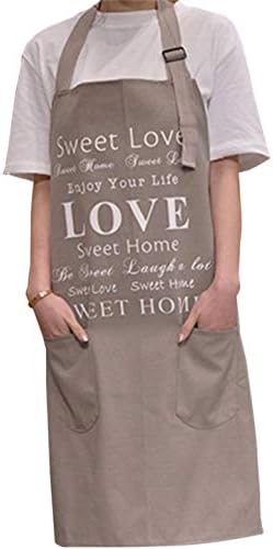 EDICP Aprons for Women,Men Thicker 100% Cotton Canvas kitchen Cooking Apron Bibs with 2 Pockets 32x28inches(Sweet)