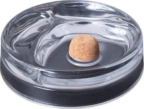 6.5" Diameter Clear Glass 2 Pipe Ashtray w/Cork Pipe Knocker - 7300