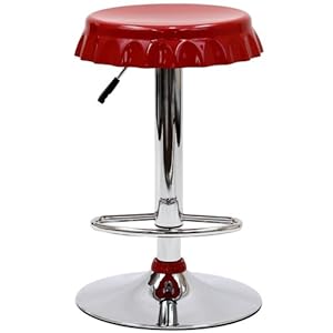 Red bottle cap pub stool with chrome base