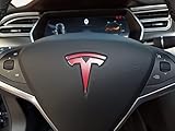 Edwin Group of Companies Steering Wheel Tesla Model S/Model X RED Tesla Logo Sticker Decal Vinyl Small Suitable for any Car Model Tesla