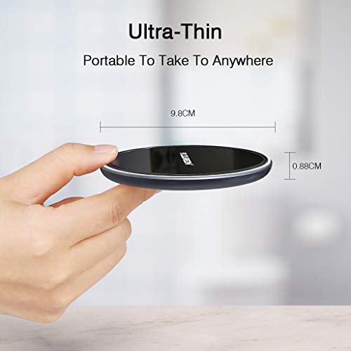 Wireless Charger Fast Charger,FLOUREON Qi-Certified Ultra-Slim Fast Charge Wireless Charger Pad 10W 7.5W 5W Output Compatible with iPhone Xs MAX/XR/XS/X/8/8 Plus Samsung Galaxy Note 9/S9/S8 etc -Black