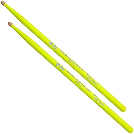 KATEVO 5A Hickory Drumsticks, Glow in the Dark Drum Sticks for Drummers - Glow Under Stage's Light of Drum Stick, 1 Pair (Neon Yellow)
