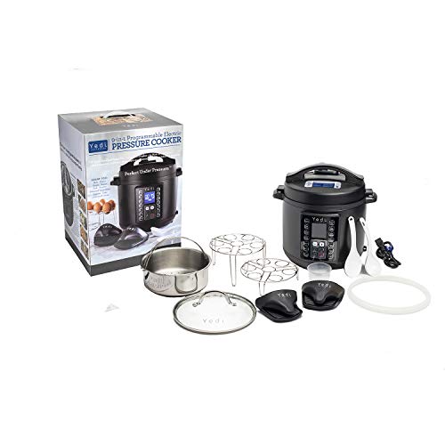 Total Package 9-in-1 Black Instant Programmable Pressure Cooker, with Endless Recipes and Deluxe Accessory Kit by Yedi Houseware (6 Qt) - Thumbnail 5