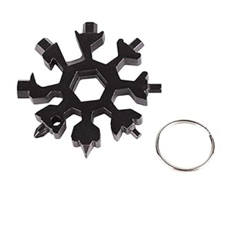 Weixinbuy 18-in-1 Multi-Tool Snowflake Stainless Steel Keychain Ring, EDC Multi-Purpose Compact Pocket Tool Bike Repair, Screwdriver, Bottle Opener, Adjust Bindings
