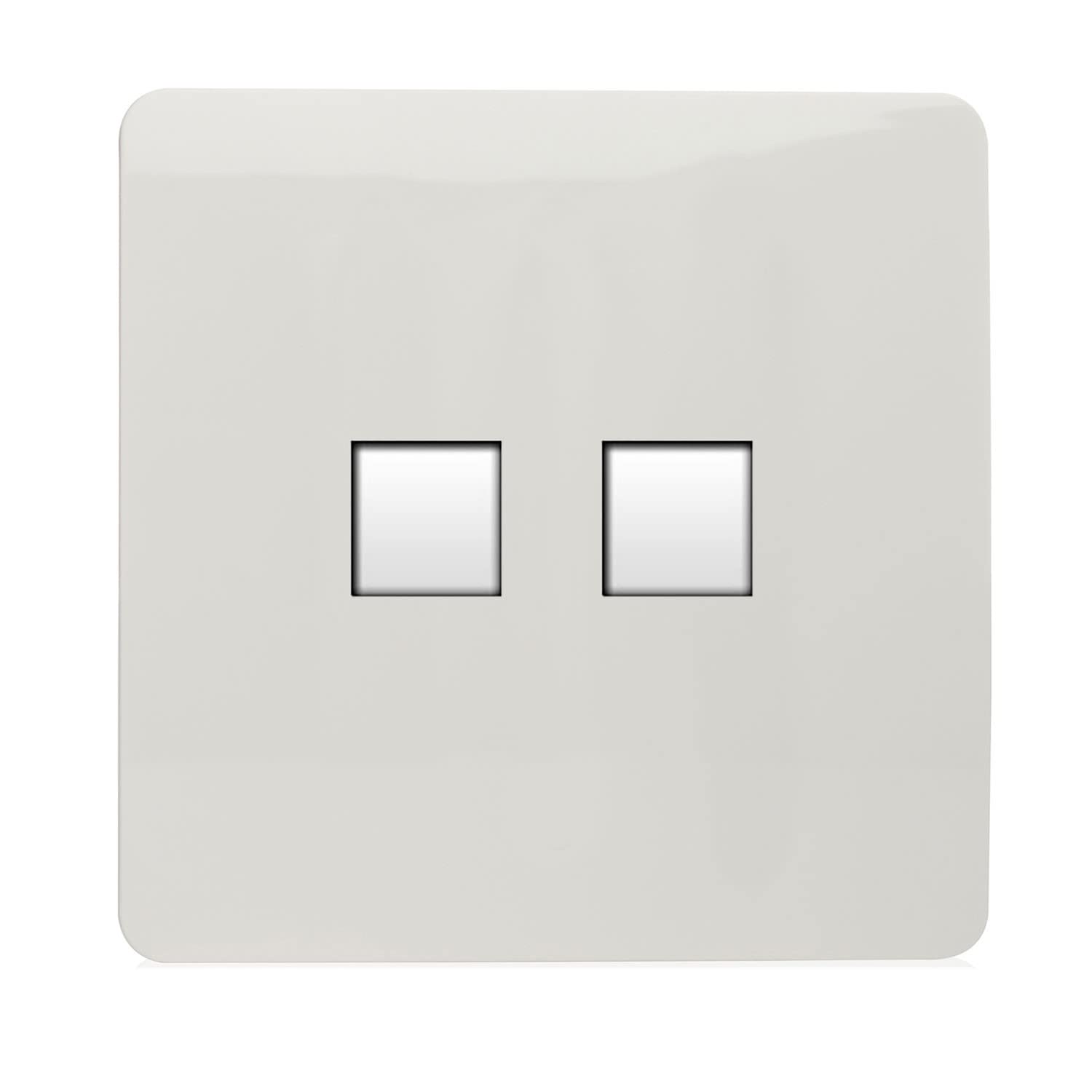 Trendi Artistic Modern Glossy Tactile 2 Gang Telephone Socket White ART-2TLPWH