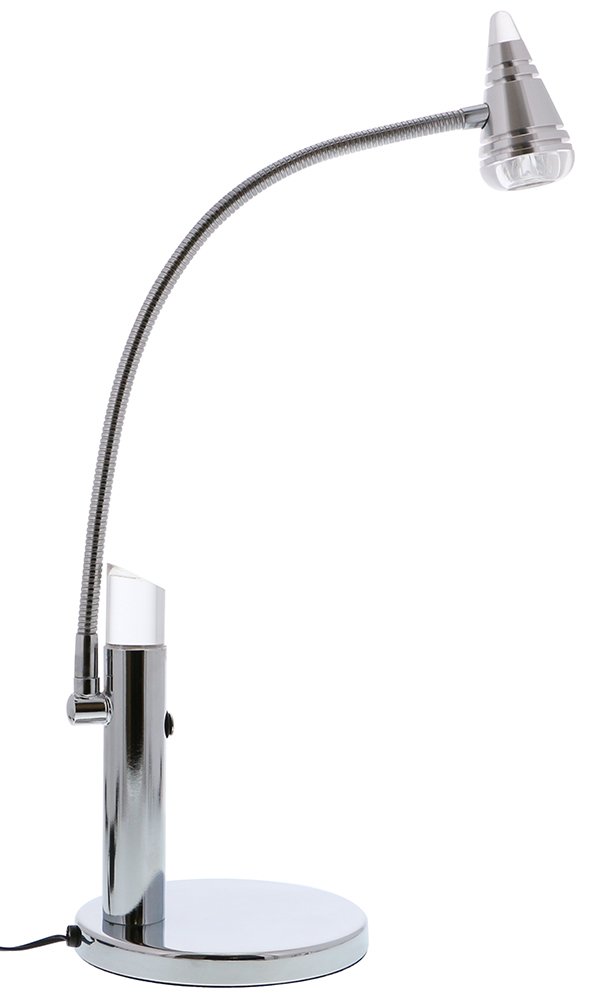 PureOptics LED Adjustable Goosneck LED Desk Lamp with Acrylic Accent, Natural Daylight, Chrome (VLED615)