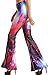 Pink Queen Women's Digital Printed Flared Bell Bottom 70's Party Pants