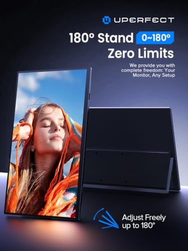 UPERFECT 4K Portable Monitor Touchscreen, 15.6” 125% sRGB Laptop Monitor, 3840 * 2160 UHD, 450 Nits Ultra-Slim Monitor, USB-C & MINI HDM, VESA & Stand, Travel Screen for Computer, PC, Game Consoles